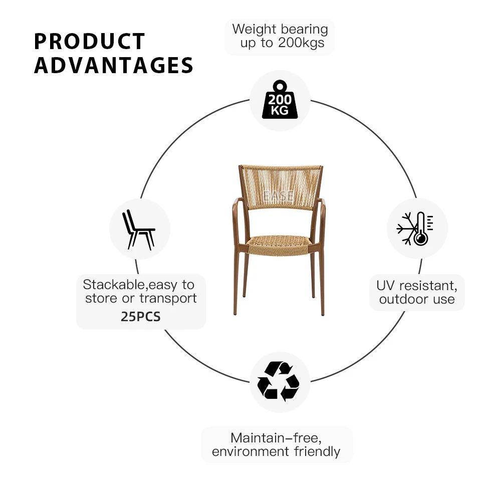PE Rope Cafe Outdoor Chairs high quality